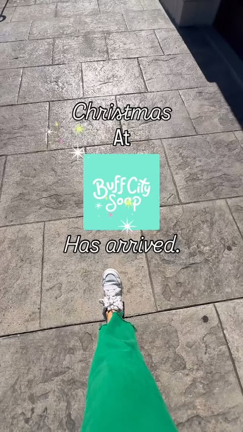 Instagram post by @keepingupwiththekelsey for Buff City Soap. Caption reads: It’s TIIIIIIIME 🎄 Christmas at @buffcitysoap....