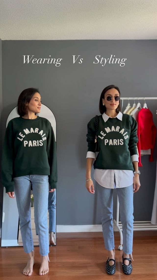 Instagram post by @withmerylaa for OUTFITBOOK. Caption reads: 😮 Which side is your fave? Comment SHOP below to....