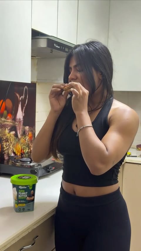 Instagram post by @fit.with.manni_ for Alpino. Caption reads: Alpino Super Peanut Butter with KSM-66 [...].