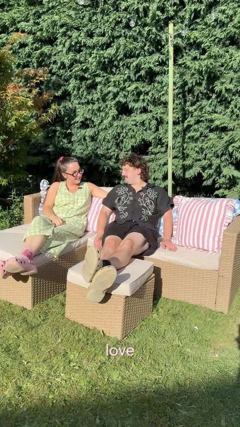 Instagram post by @brookehewer for Argos. Caption reads: [...] obsessed with our little garden set up,....