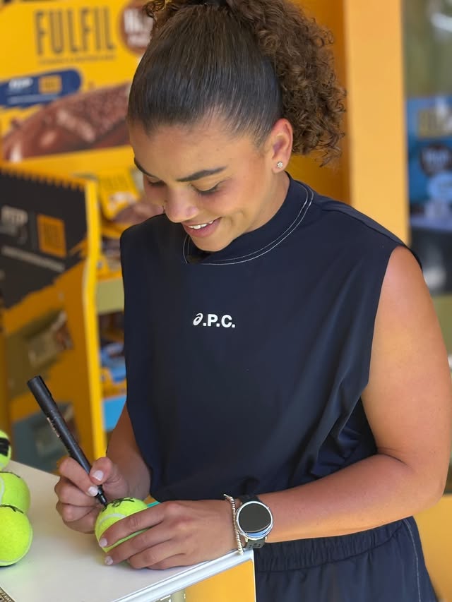 Instagram post by @jasmine_paolini for Amazfit. Caption reads: My days are intense, on and off the court. Between....