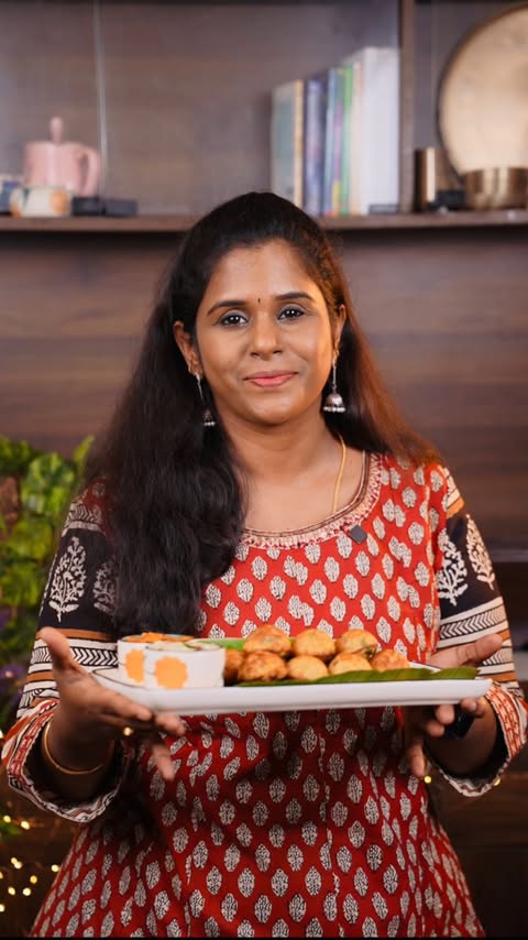 Instagram post by @rekhascucina for Aashirvaad. Caption reads: [...] these yummy Samba Rava Paniyaram using....