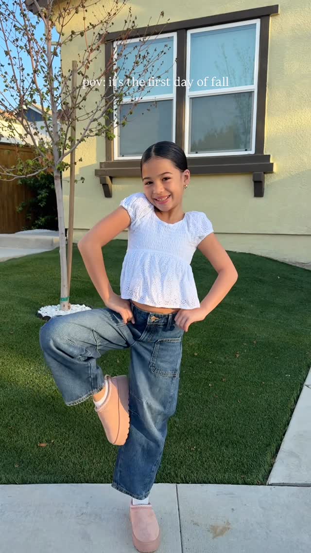 Instagram post by @ayla.koral_ for Justice. Caption reads: Happy FIRST DAY OF FALL🍂💖 outfit by @justice.