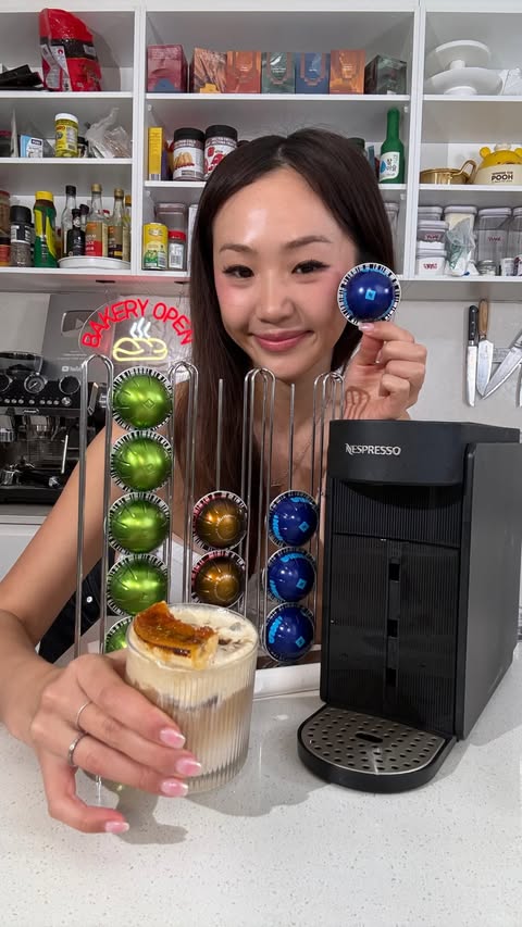 Instagram post by @catherine.desserts for Nespresso. Caption reads: [...] with the new Vertuo Up. #ad #WhatElse....
