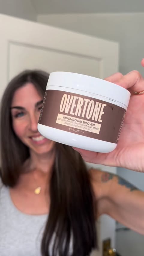 Instagram post by @jess_fades_to_gray for oVertone. Caption reads: [...] demarcation line, Mushroom Brown by....