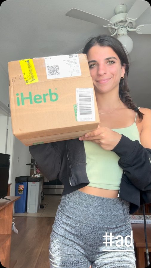 Instagram post by @maddiescheier for Trace Minerals. Caption reads: iHerb keeps college athletes like myself feeling....