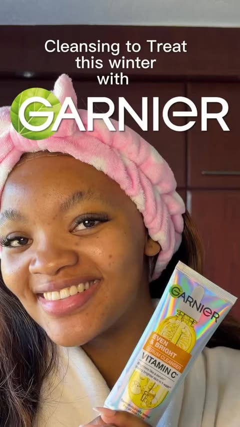 Instagram post by @yola_myeza for Garnier. Caption reads: [...] dry Solution: Cleansing to TREAT with....