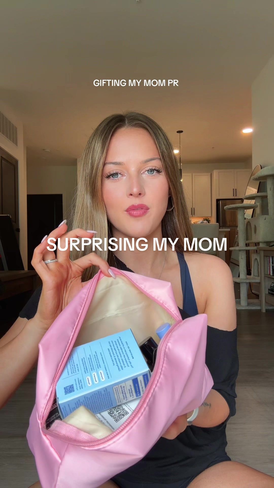 TikTok post by @faithmariespillers for Too Faced. Caption reads: I hope she loves it all 🤭 & thank you @One Skin....