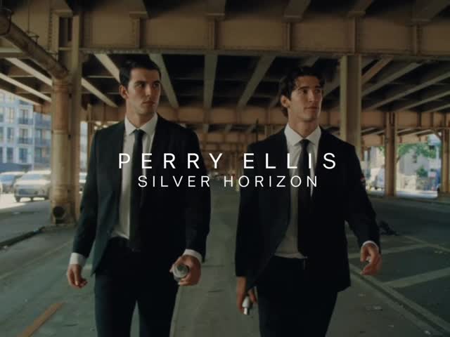 Instagram post by @ennyrad for Perry Ellis. Caption reads: Two suits. One scent. @perryellis....