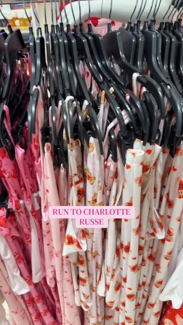 Instagram post by @fitsbylindseyy for Charlotte Russe. Caption reads: VALENTINE’S PJS!! 🍭❤️🍬🩷 @charlotterusse #crgirl....