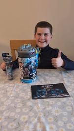 Instagram post by @toby_and_the_twins16 for MrBeast Lab. Caption reads: AD| Toby was ecstatic to receive MrBeast Lab....