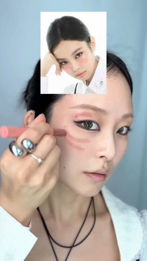 Instagram post by @amy_kev for BRAYE. Caption reads: [...] Bazaar Germany cover makeup ✨) #광고....