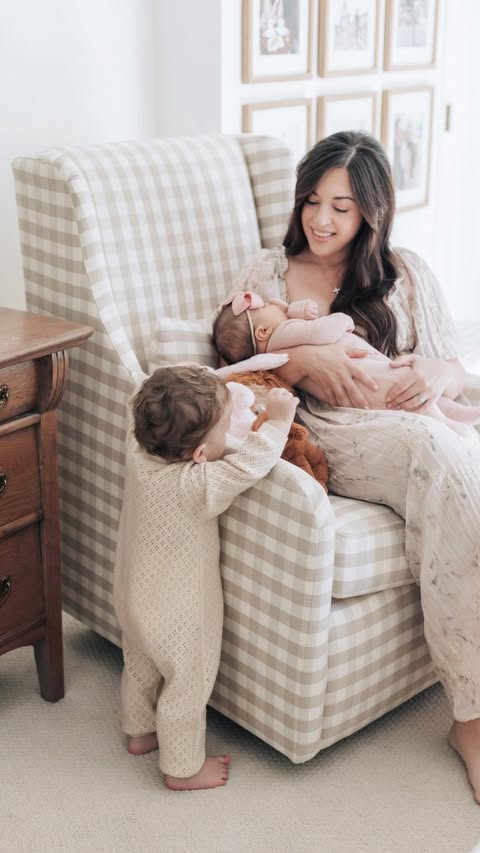 Instagram post by @amandawarren__ for Pottery Barn Kids. Caption reads: [...] 🤍 We’ve ended up with three Pottery Barn....