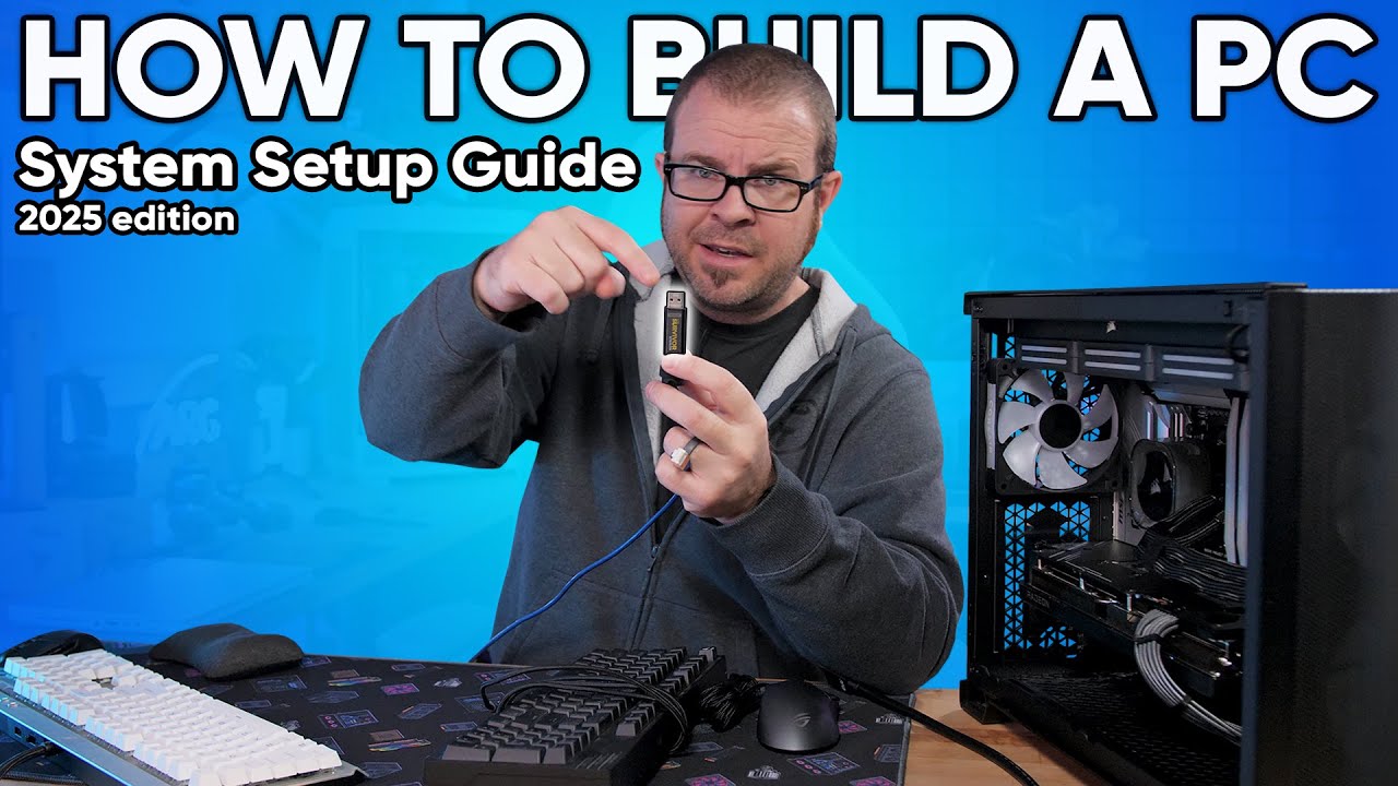 YouTube post by @paulshardware for Thermaltake North America. Caption reads: How To Set Up a Gaming PC in 2025: Step-by-Step....