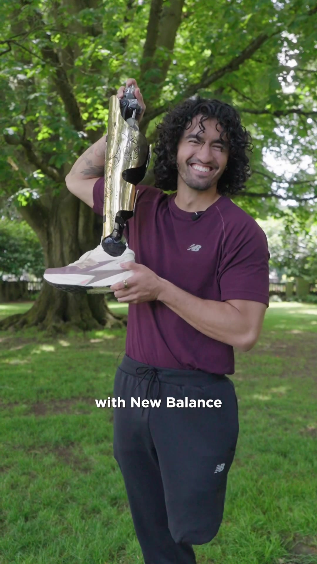 TikTok post by @alex1leg for New Balance. Caption reads: #SponsoredbyNewBalance Been loving every step in....