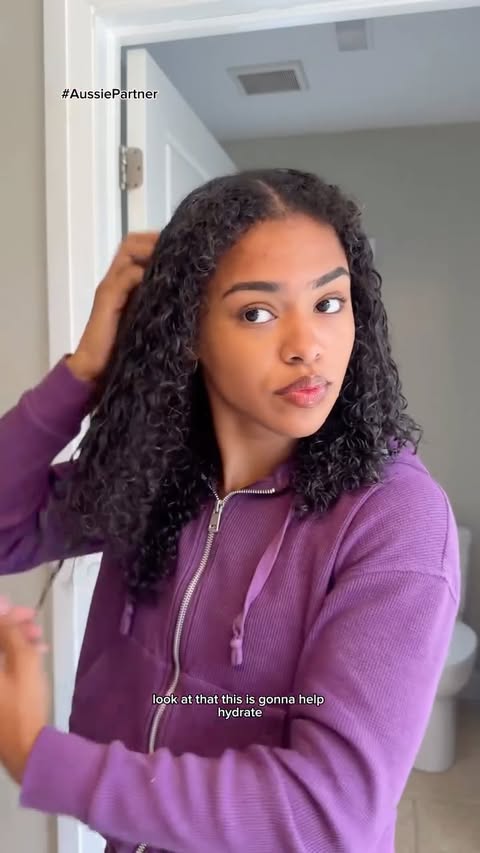 Instagram post by @destineewray for Aussie Haircare. Caption reads: #ad Styling my hair with only TWO products??....