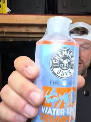 TikTok post by @etenn47 for Chemical Guys. Caption reads: CHEMICAL GUYS Heavy Duty Water Spot Remover [...].