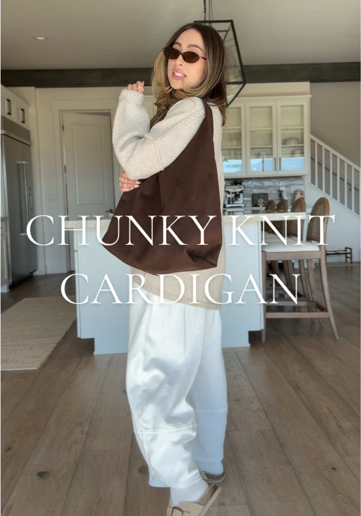 TikTok post by @briannametzger1 for PrettyGarden. Caption reads: FINALLY BACK IN. Wearing the ‘Grey Beige’ 🤍 Size....