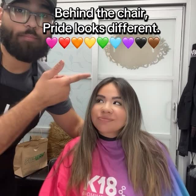 Instagram post by @yourstylistbennie for K18 Hair. Caption reads: Behind the chair, I found my voice and....