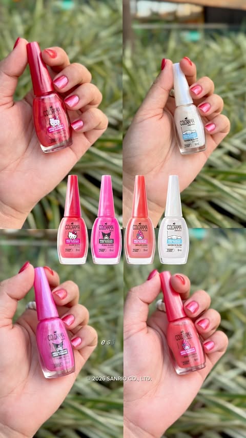 Instagram post by @achadinhoscariocas for Sanrio. Caption reads: [...] @esmaltecolorama @hellokittybrasil....