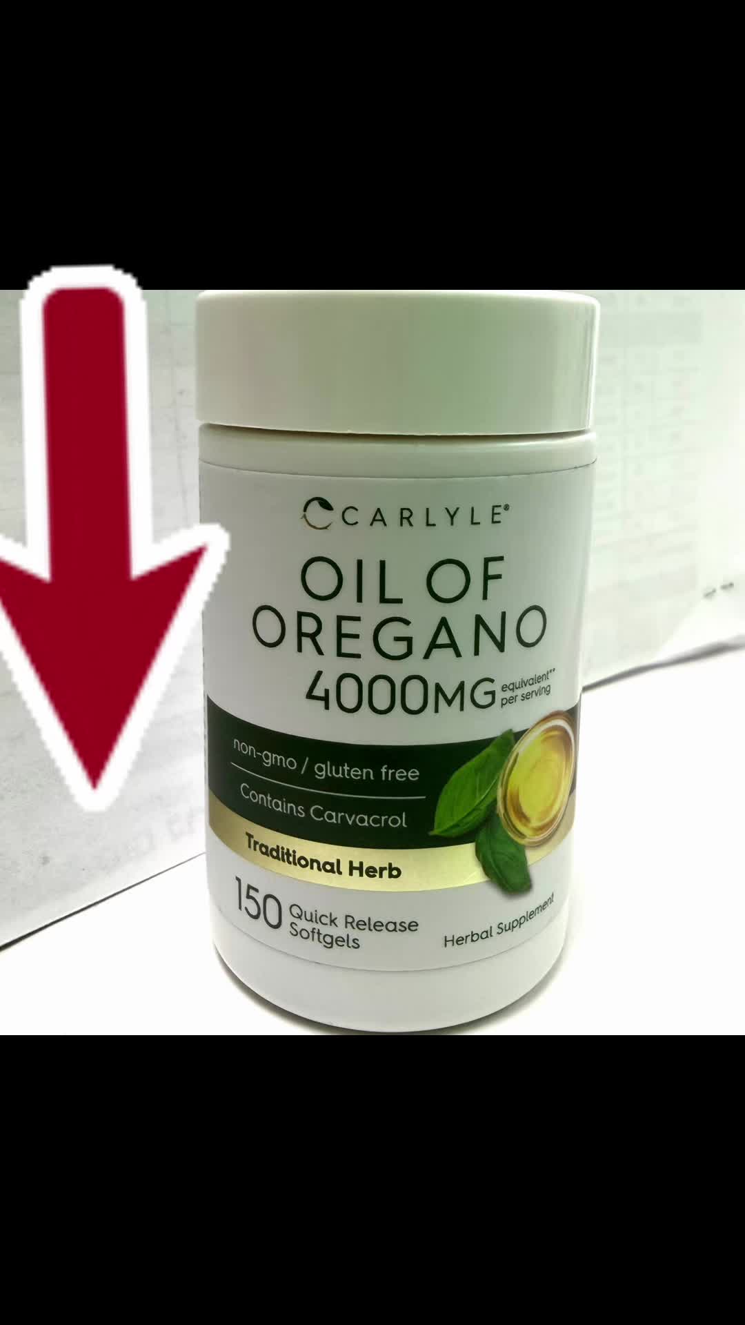 TikTok post by @dianaa.c.r for Carlyle Nutritionals. Caption reads: @Carlyle Nutritionals #oiloforegano [...].