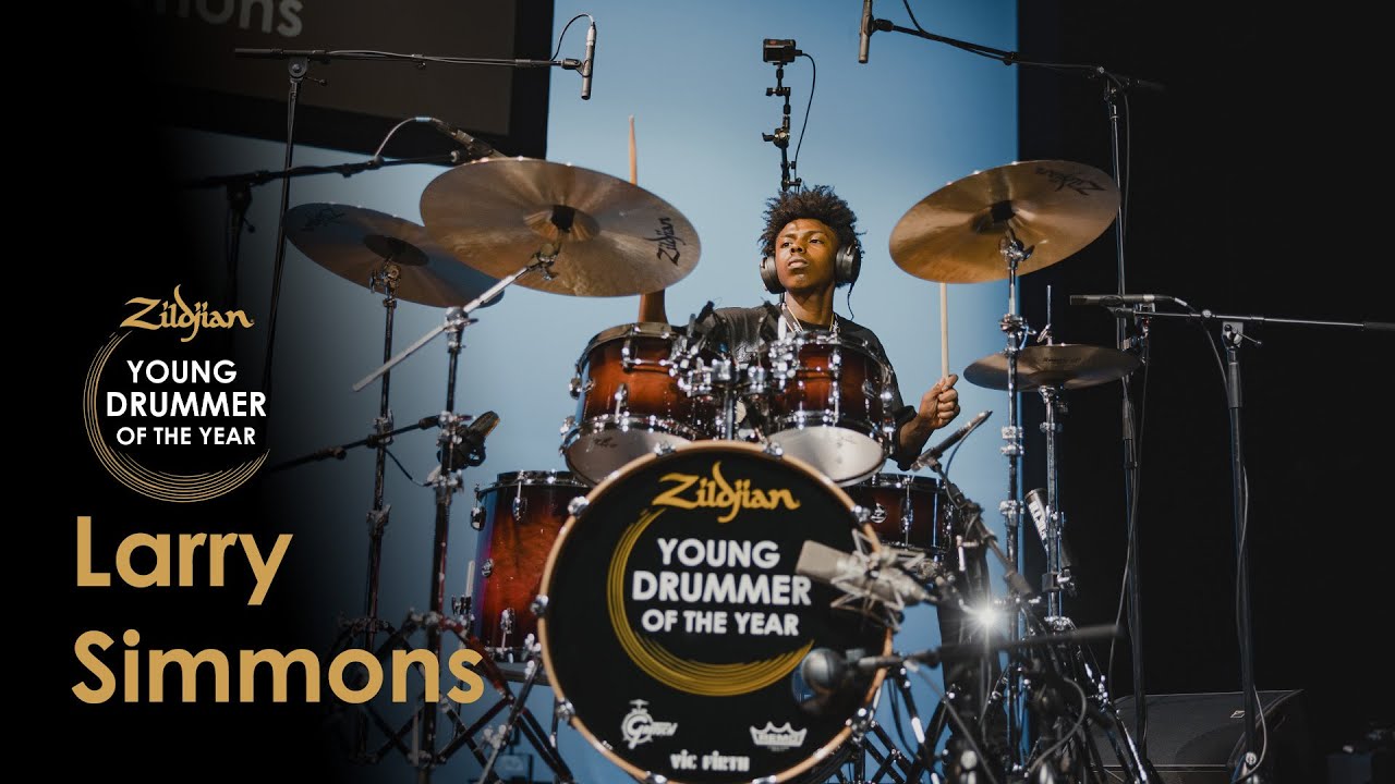 YouTube post by @ZildjianCompany for Vic Firth. Caption reads: 2025 US Young Drummer Of The Year |  Larry Simmons.