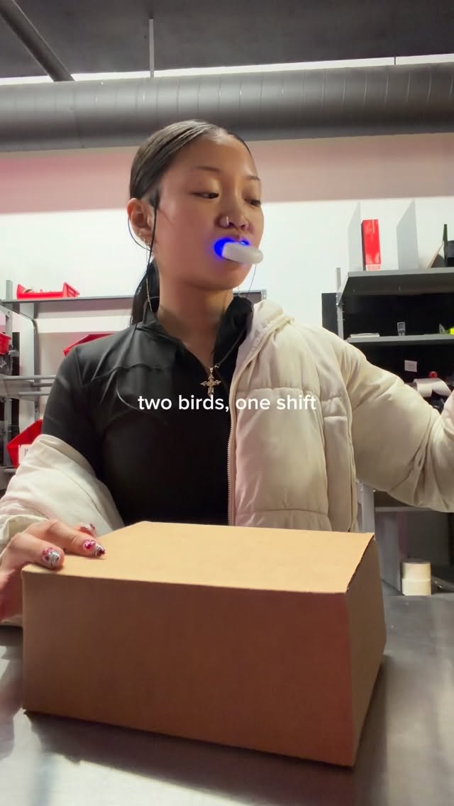 Instagram post by @mandyretsuko for Crest. Caption reads: Multitasking is my passion #explore #reels #work....