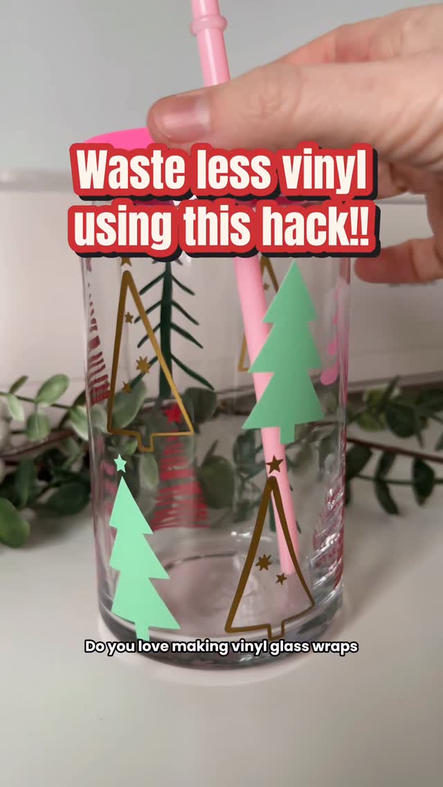 Instagram post by @vinyl_decal_school for Creative Fabrica. Caption reads: Stop wasting vinyl on glass wraps! 🤯 Use this....