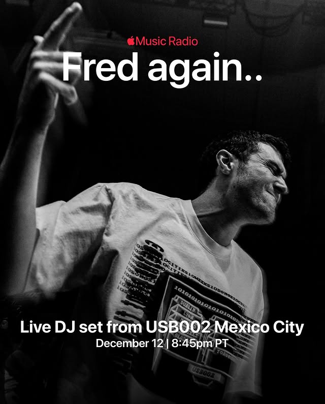 Instagram post by @fredagainfeed for Apple Music. Caption reads: Experience @fredagainagainagainagainagain’s USB002....
