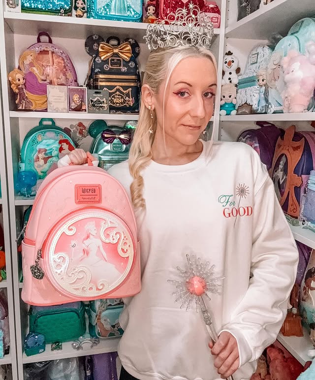 Instagram post by @hannahenchanted for Get Ready Comics. Caption reads: [...] Glinda Loungefly mini backpack from....