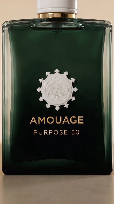 Instagram post by @adil.dsgn for AMOUAGE. Caption reads: [...] @higgsfield.ai Product belongs to:....