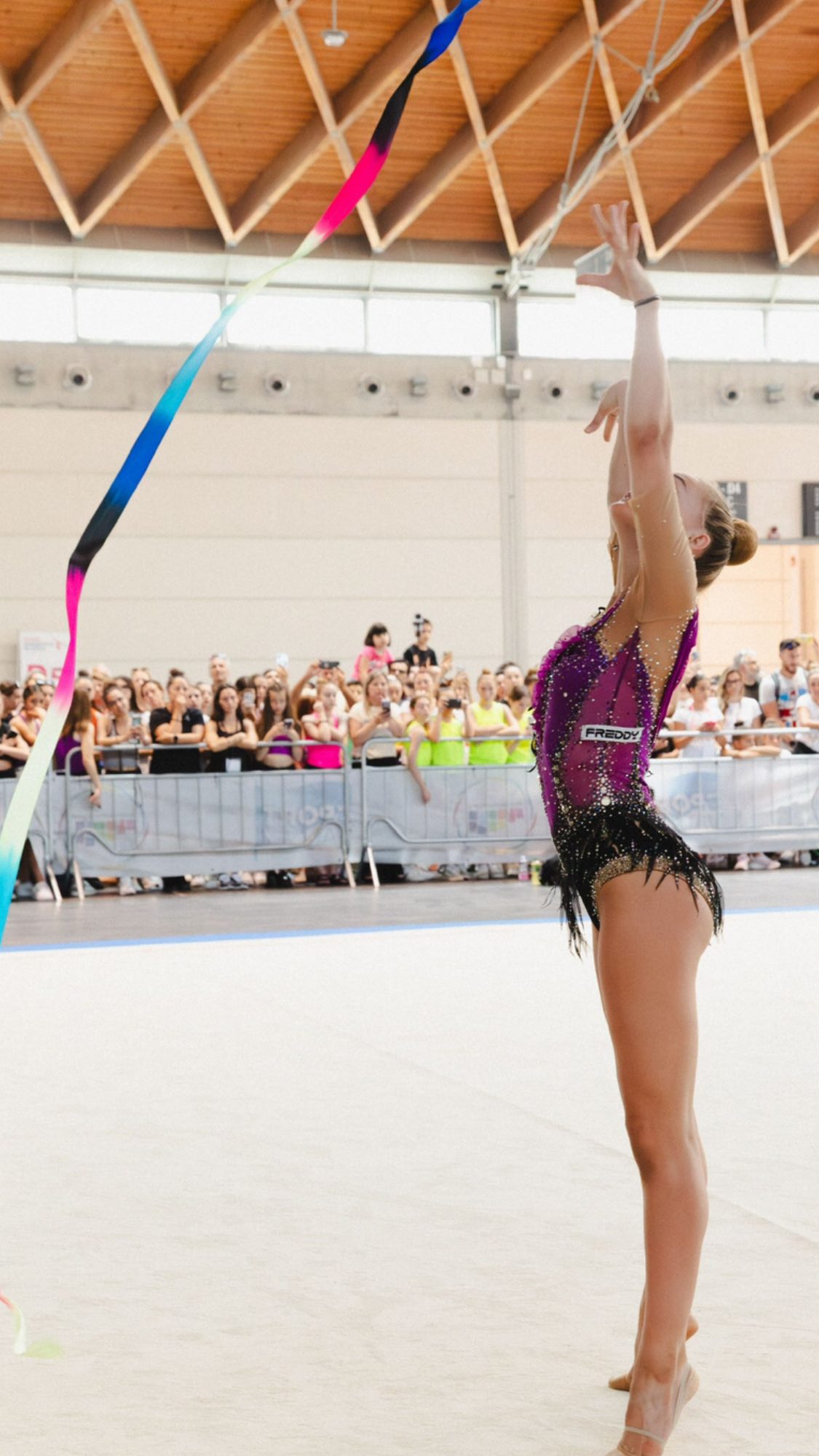 Instagram post by @federginnastica_official for Freddy. Caption reads: Grinta, eleganza e passione: @taraa.dragas incanta....