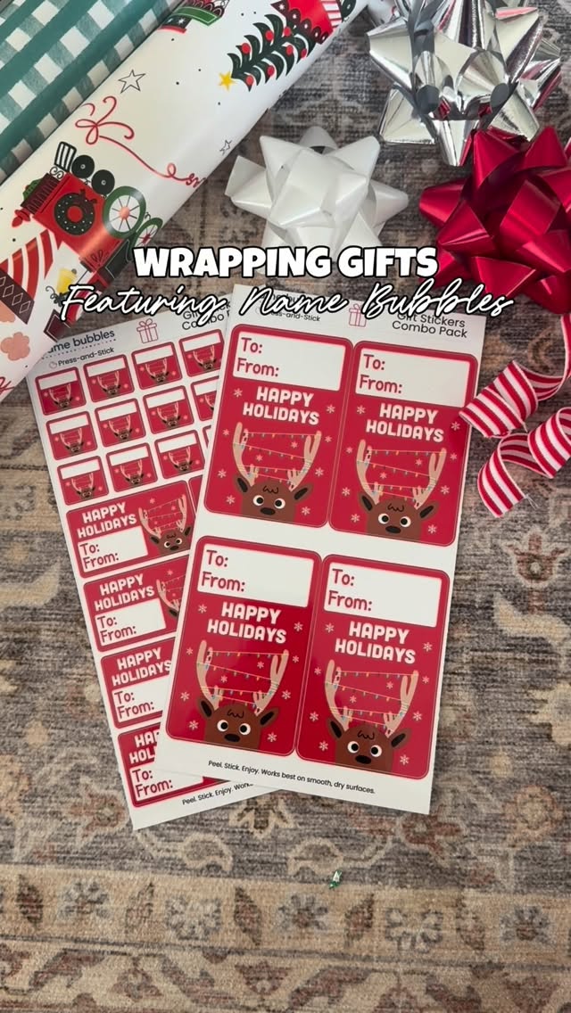 Instagram post by @k.neeekola for Name Bubbles. Caption reads: ✨Holiday gift prep is in full swing over here and....