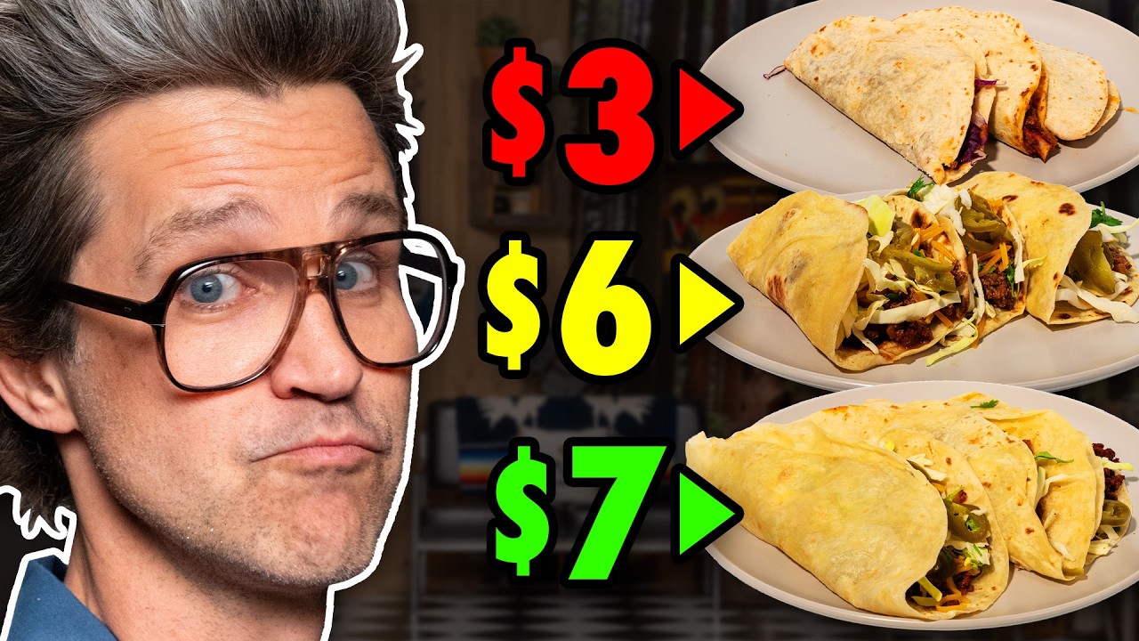 YouTube post by @GoodMythicalMorning for Mythical. Caption reads: Frozen vs. Fast vs. Fancy Food Taste Test.