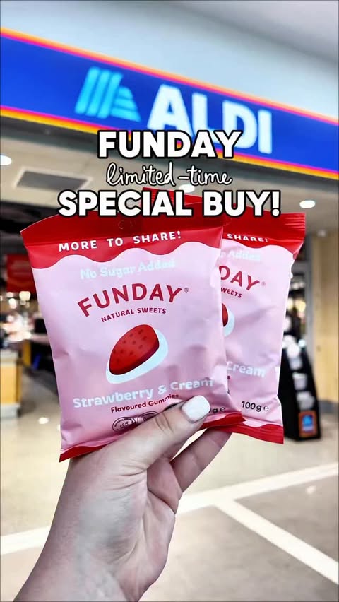 Instagram post by @snackreviews_aus for FUNDAY Natural Sweets. Caption reads: Not me getting way too excited over a Special Buy…....