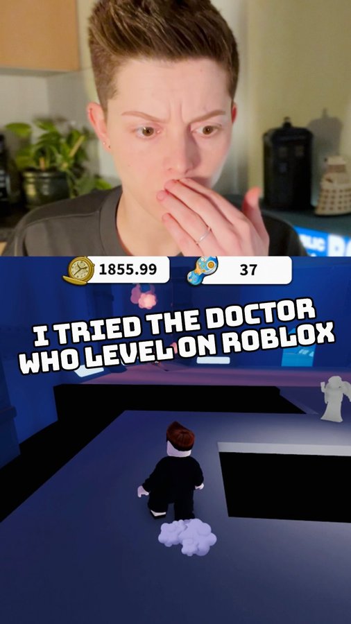 Instagram post by @christeldeeofficial for Doctor Who. Caption reads: I tried the Doctor Who level in Roblox! It’s part....