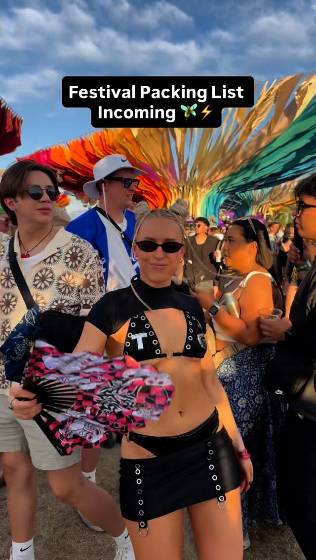 Instagram post by @juliarose.md for Demonia Shoes. Caption reads: Save for your next festival⚡️am I missing anything....