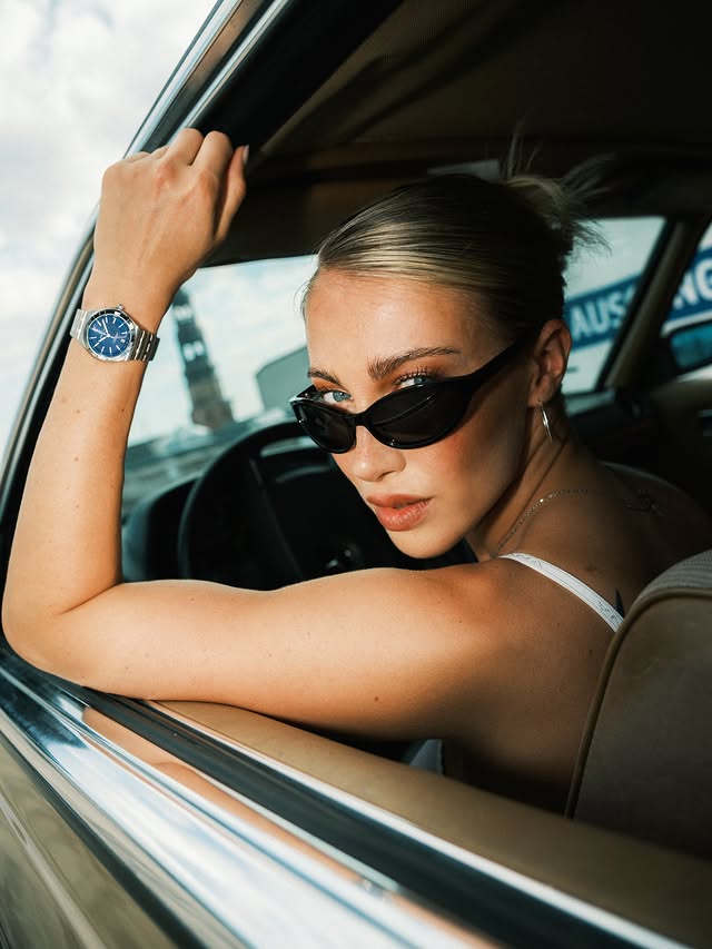Instagram post by @hannaschoenwald for Breitling. Caption reads: [...] and many great design icons. In 1984,....
