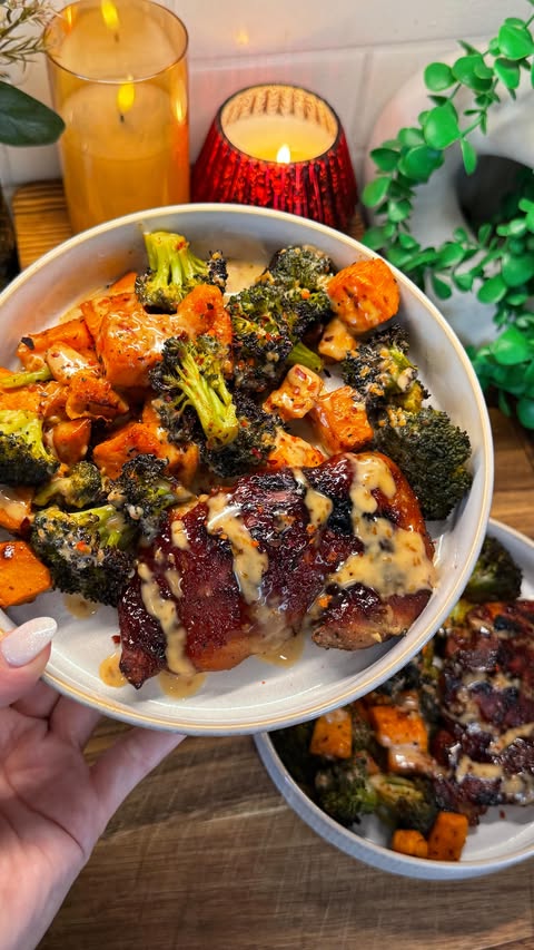 Instagram post by @cookwithauds for Blue Apron. Caption reads: kick off the new year with these sheet pan....