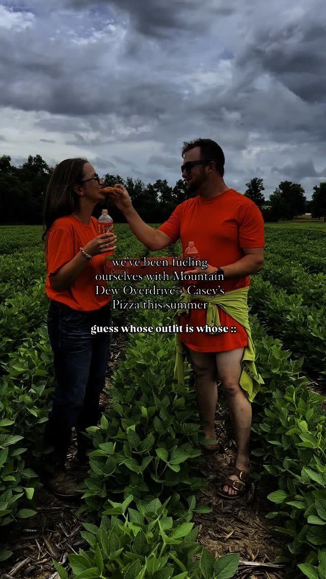 Instagram post by @kylieepperson_ for Casey’s. Caption reads: Guess whose outfit is whose?!....