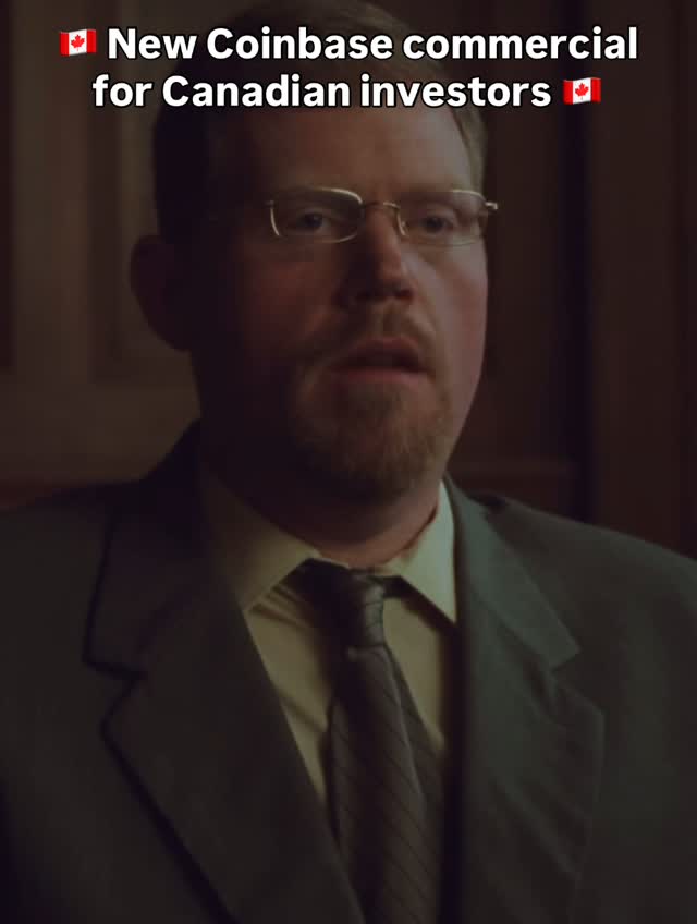 Instagram post by @cryptodylnews for Coinbase. Caption reads: New @coinbase commercial 🇨🇦.