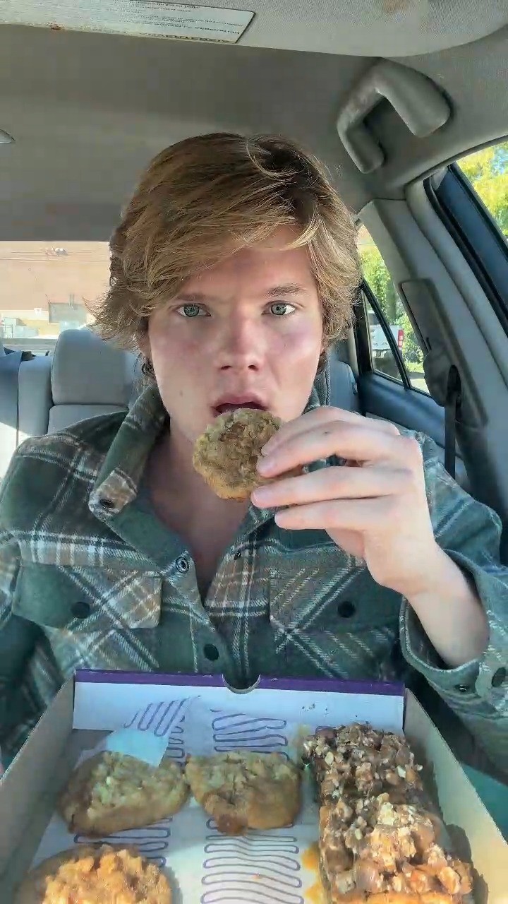 Instagram post by @ianjackedeats for Insomnia Cookies. Caption reads: be careful, they're scary good👻@ianjackedeats....