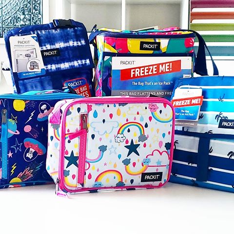 Instagram post by @thefamilyfudge for PackIt. Caption reads: ⭐GIVEAWAY⭐The freezable lunch bag from @packitcool....