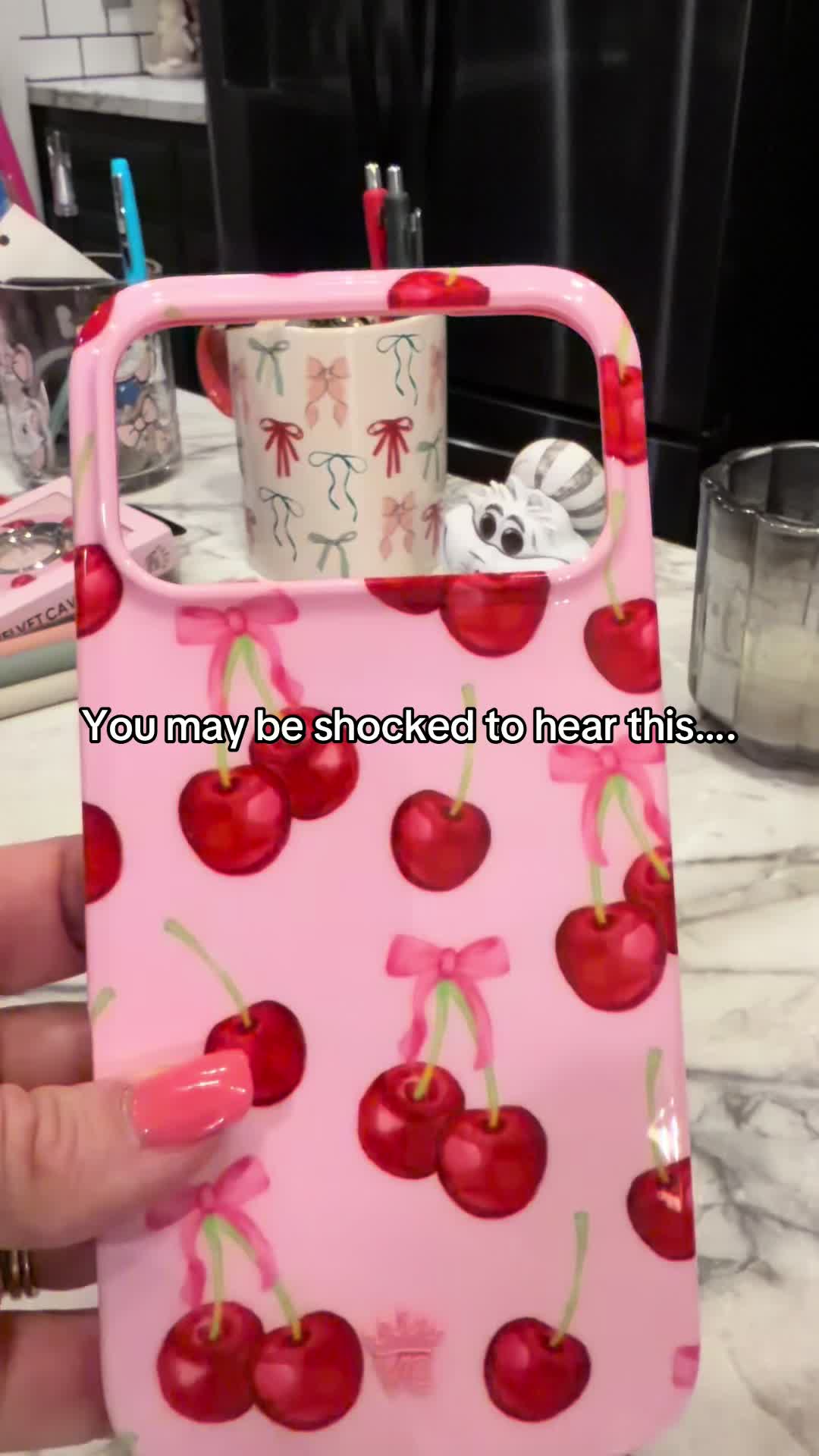 TikTok post by @allisongeorge243 for VELVET CAVIAR. Caption reads: @velvetcaviar #velvetcaviarphonecase [...].