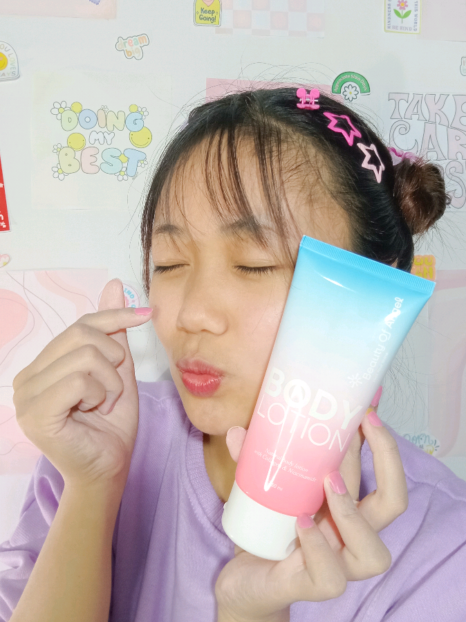 TikTok post by @cutcgurly for Beauty Of Angel. Caption reads: [...] coba aja pakai body lotion dari Beauty of....