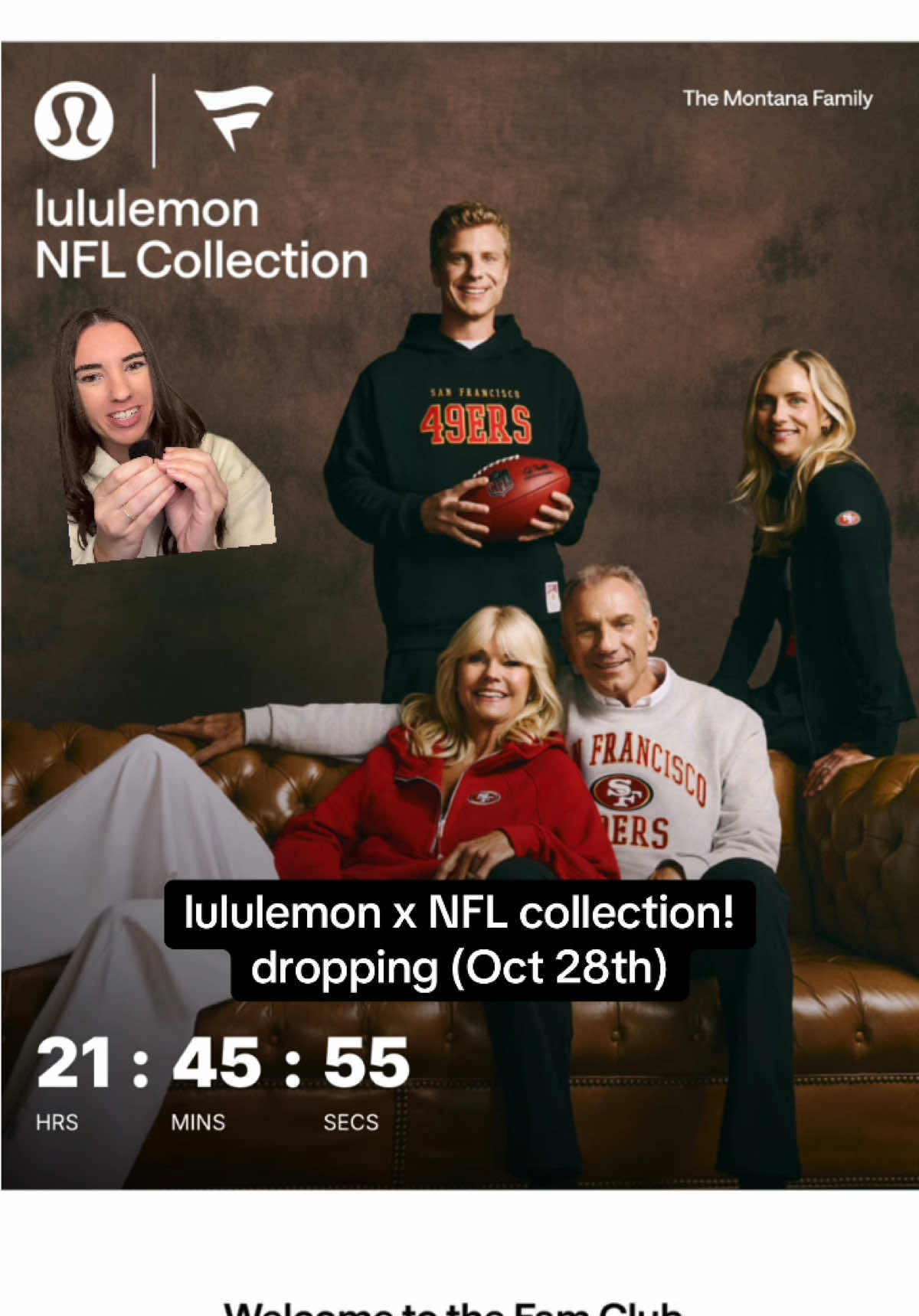 TikTok post by @hintofnattyp for lululemon. Caption reads: @lululemon X @NFL collection! Dropping [...].