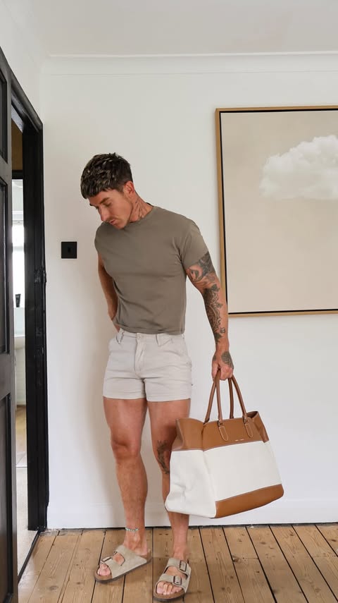 Instagram post by @stanleydru for Birkenstock. Caption reads: [...] 👇🏻 Outfit @asos @asos_man Sandals....
