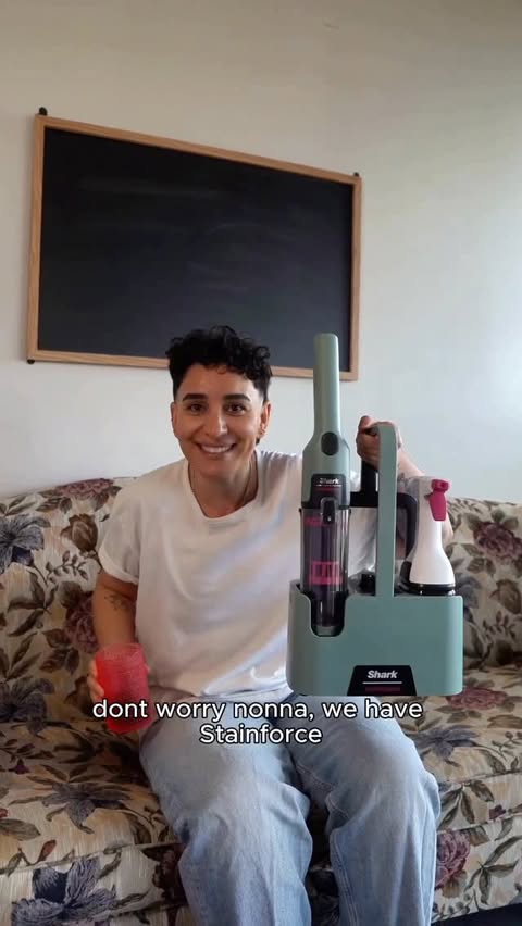 Instagram post by @gayitaliannonna for Shark Clean. Caption reads: POV: you removed the plastic and survived, and so....