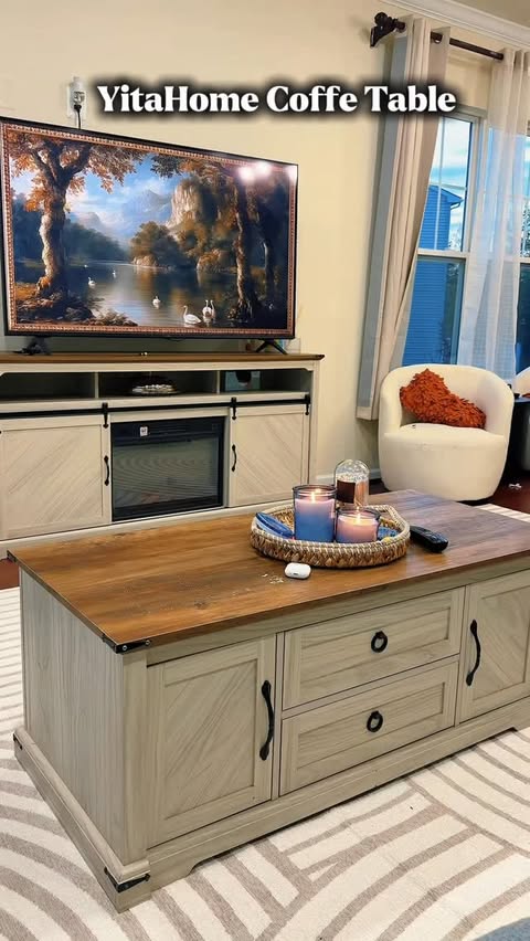 Instagram post by @american.ladybug for Yitahome. Caption reads: [...] Obsessed with my new coffee table from....