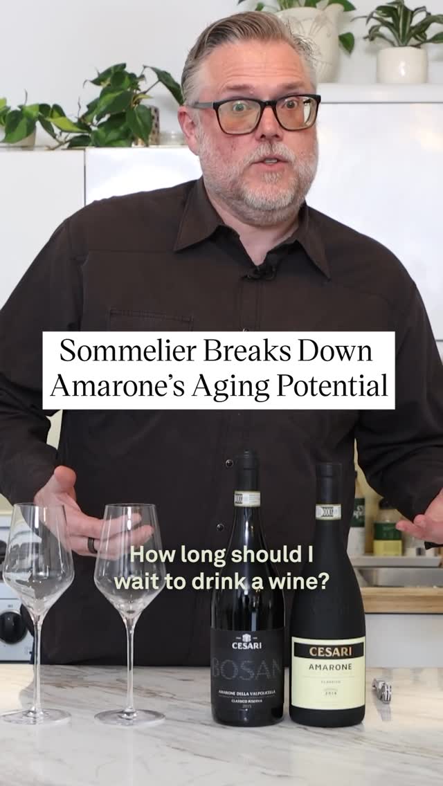 Instagram post by @gerardocesari for WineEnthusiast. Caption reads: Sommelier @jeffporterwine is back to talk aging....